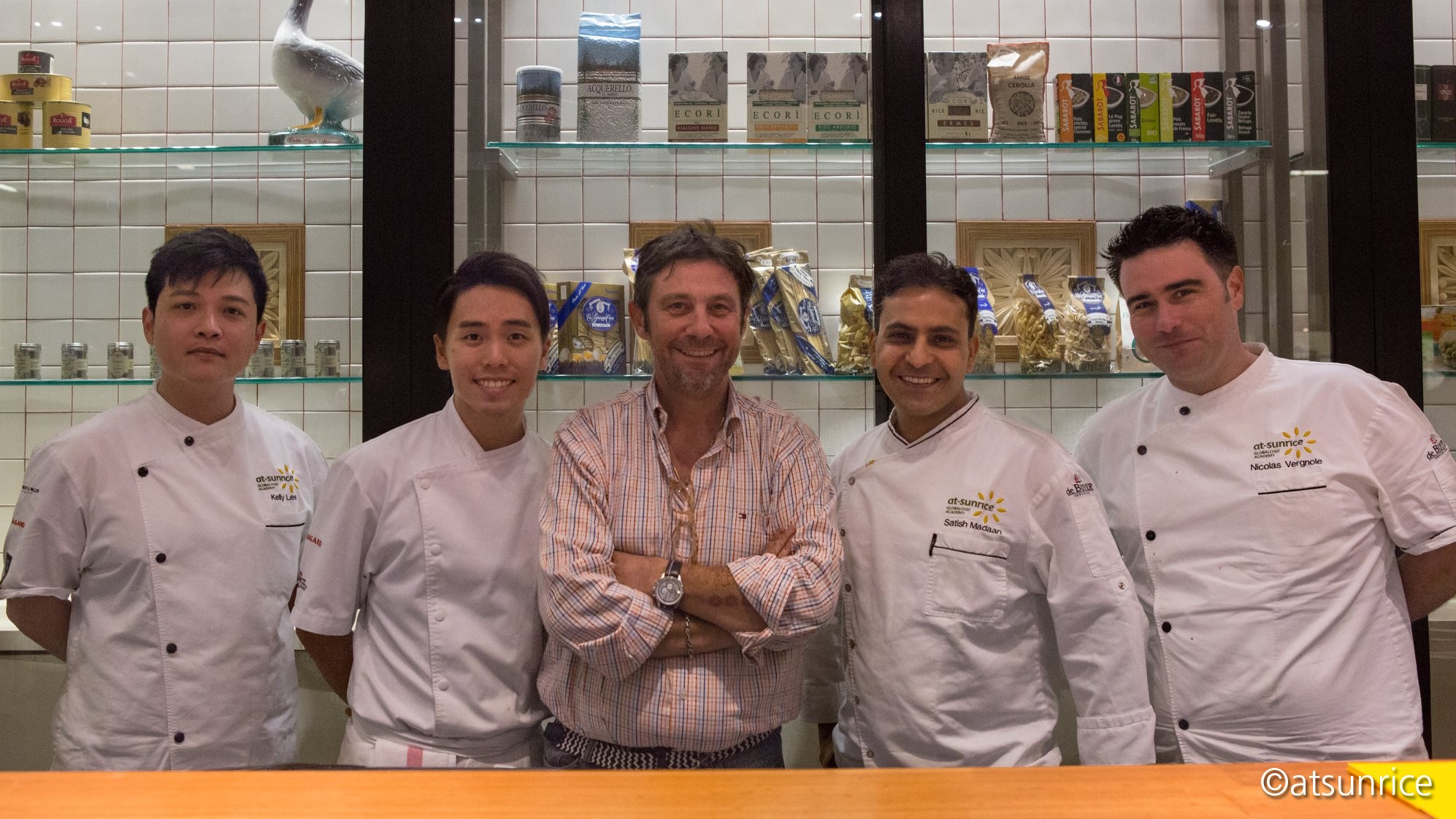 Chef Bruno Menard with Andre and his mentors Chef Kelly Lee and Chef Satish Madaan
